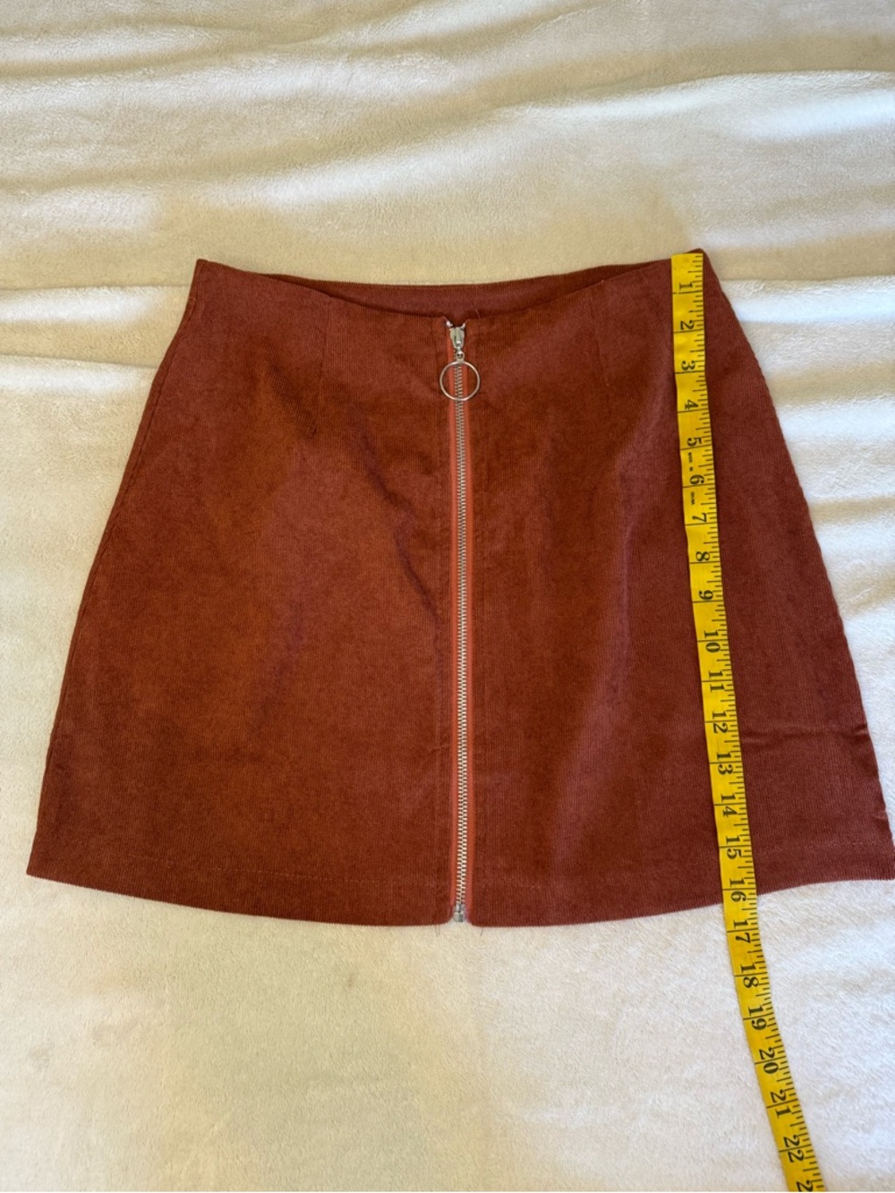 SHEIN Rust Zip-Front Mini Skirt